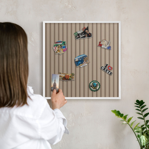Tablero magnético metálico para souvenirs en color blanco Rayas verticales