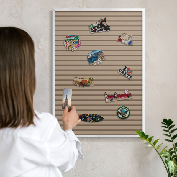Tablero magnético metálico para souvenirs en color blanco Rayas verticales