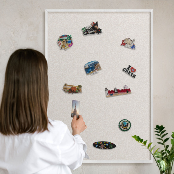 Tablero magnético de pared para imanes con marco blanco Textura cremosa