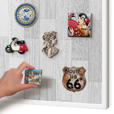 Tablero magnético de pared para imanes con marco blanco Textura de madera