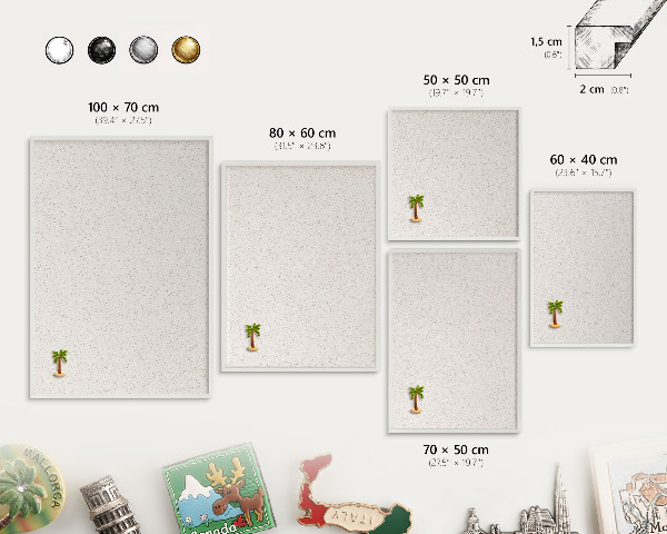 Tablero magnético de pared para imanes con marco blanco Puntos diminutos
