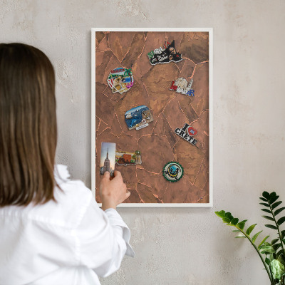 Tablero magnético metálico para souvenirs en color blanco Estructura de piedra
