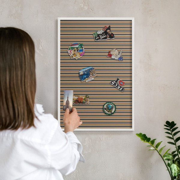 Tablero magnético metálico para souvenirs en color blanco Patrón geométrico