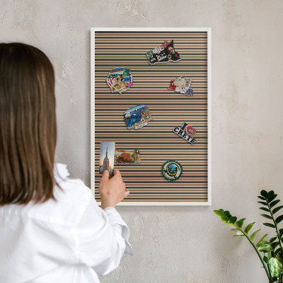 Tablero magnético metálico para souvenirs en color blanco Patrón geométrico