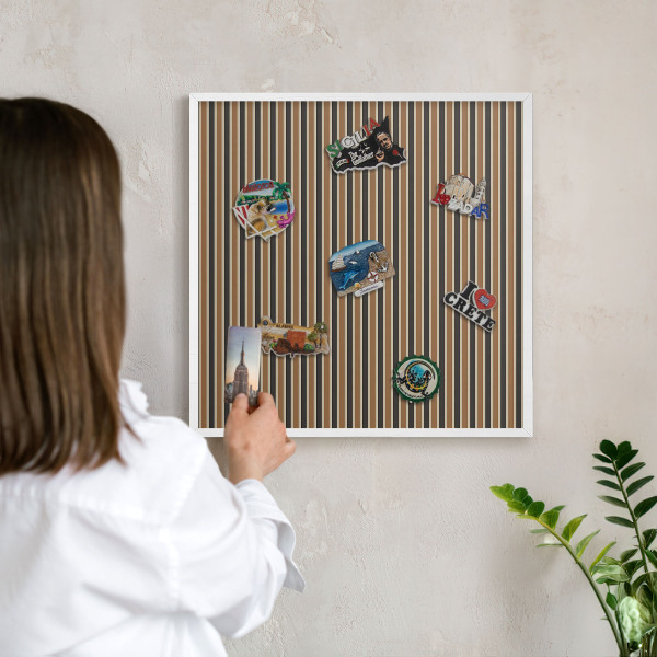 Tablero magnético metálico para souvenirs en color blanco Patrón geométrico