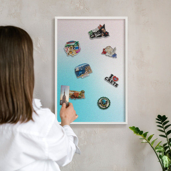 Tablero magnético de pared para imanes con marco blanco Abstracción en tonos pastel