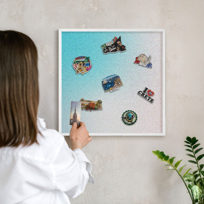 Tablero magnético de pared para imanes con marco blanco Abstracción en tonos pastel