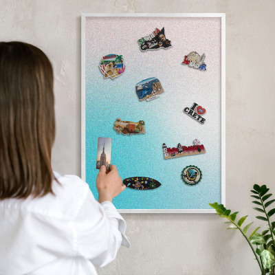 Tablero magnético de pared para imanes con marco blanco Abstracción en tonos pastel