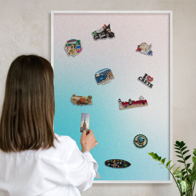 Tablero magnético de pared para imanes con marco blanco Abstracción en tonos pastel