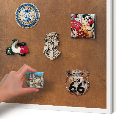 Tablero magnético metálico para souvenirs en color blanco Textura marrón