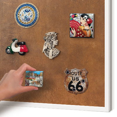 Tablero magnético metálico para souvenirs en color blanco Textura marrón
