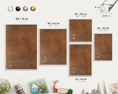 Tablero magnético metálico para souvenirs en color blanco Textura marrón