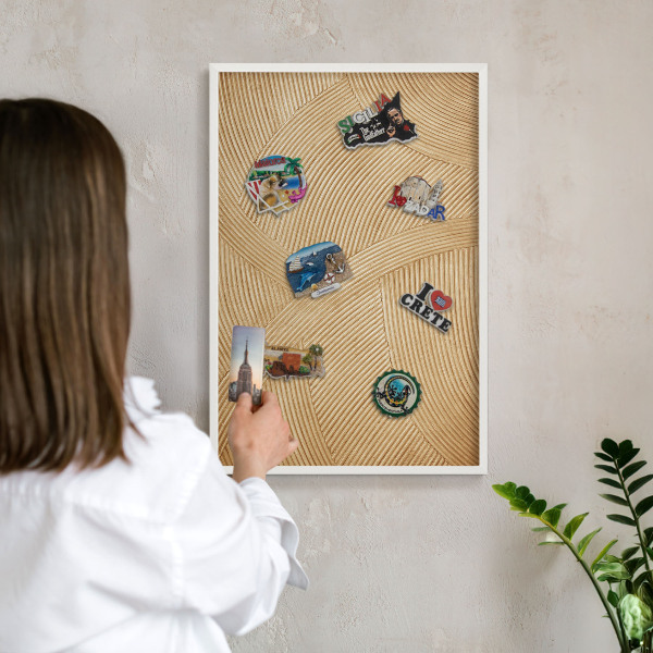 Tablero magnético metálico para souvenirs en color blanco Líneas estructurales