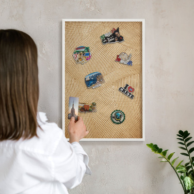 Tablero magnético metálico para souvenirs en color blanco Líneas estructurales