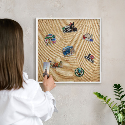 Tablero magnético metálico para souvenirs en color blanco Líneas estructurales