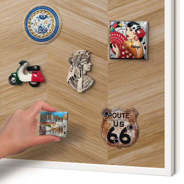 Tablero magnético de pared para imanes con marco blanco Espiga de madera