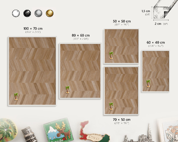 Tablero magnético de pared para imanes con marco blanco Espiga de madera