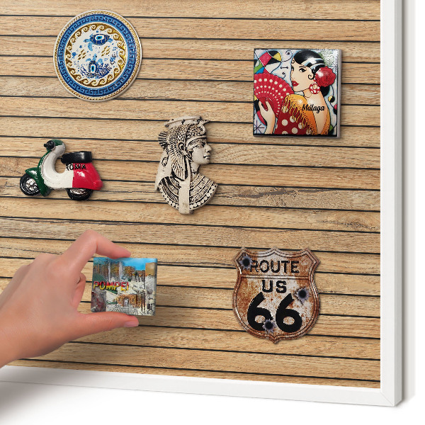 Tablero magnético de pared para imanes con marco blanco Tablas de madera