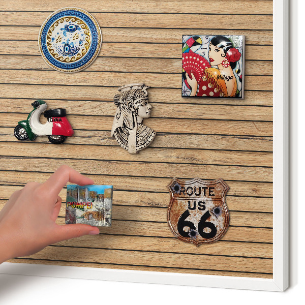 Tablero magnético de pared para imanes con marco blanco Tablas de madera