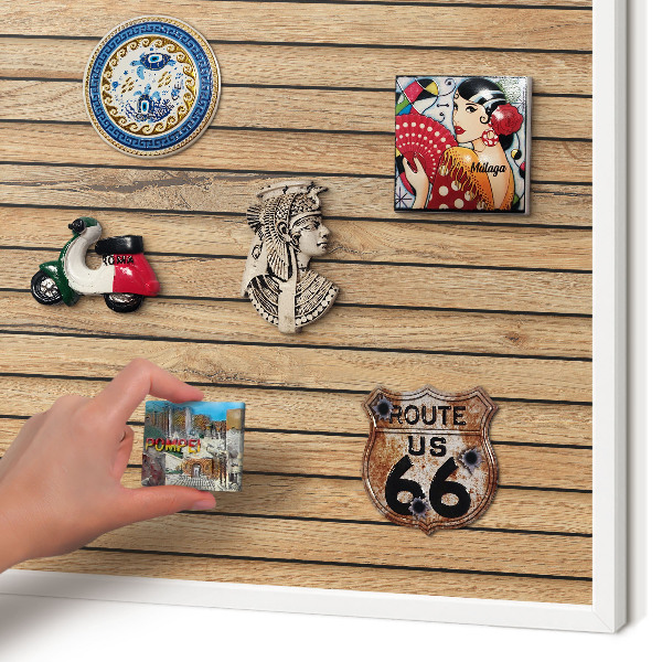 Tablero magnético de pared para imanes con marco blanco Tablas de madera
