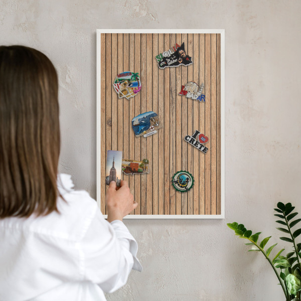 Tablero magnético de pared para imanes con marco blanco Tablas de madera