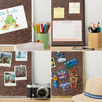 Tablero magnético de pared para imanes con marco blanco Madera marrón