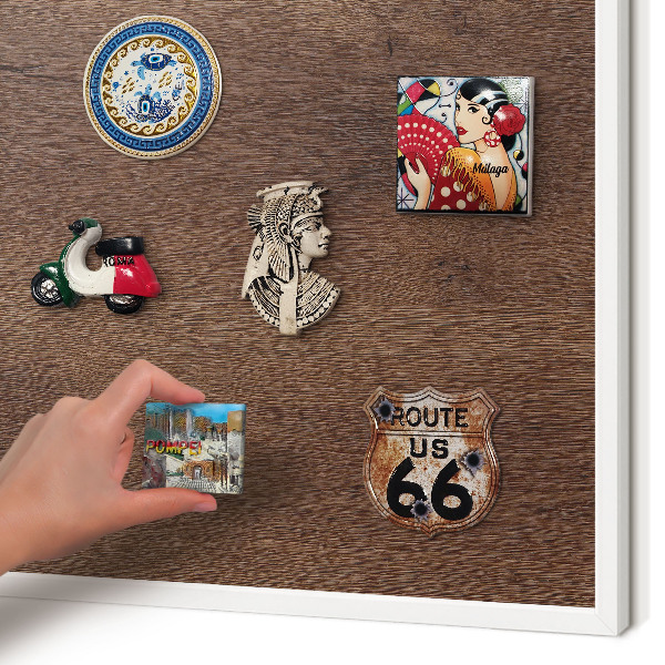 Tablero magnético de pared para imanes con marco blanco Madera marrón
