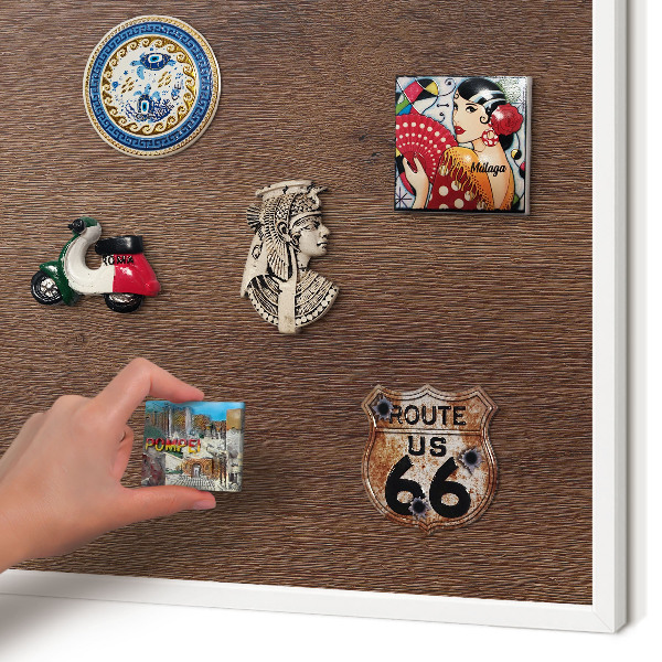 Tablero magnético de pared para imanes con marco blanco Madera marrón