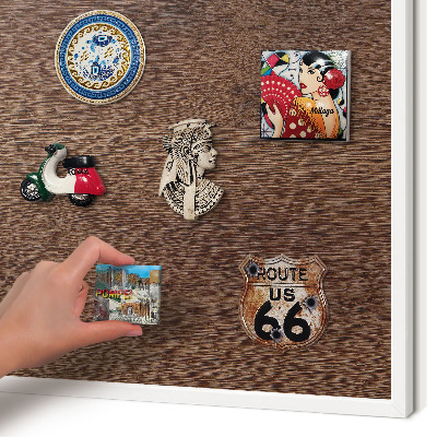 Tablero magnético de pared para imanes con marco blanco Madera marrón
