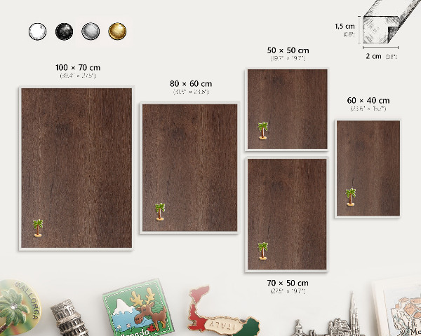 Tablero magnético de pared para imanes con marco blanco Madera marrón
