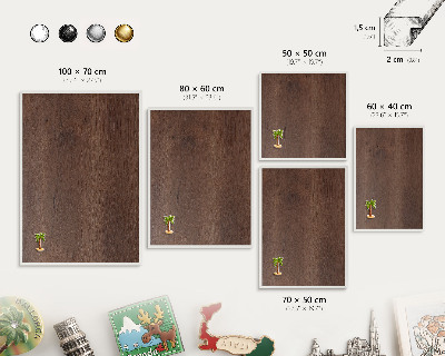 Tablero magnético de pared para imanes con marco blanco Madera marrón