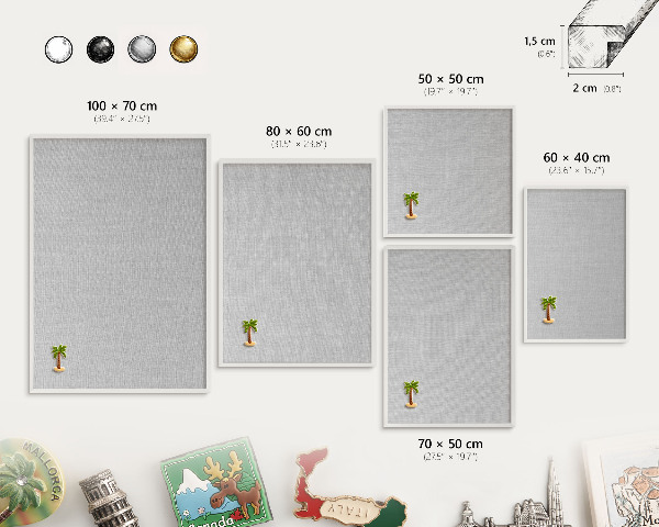 Tablero magnético de pared para imanes con marco blanco Elegancia sutil