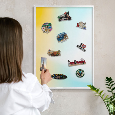 Tablero magnético metálico para souvenirs en color blanco Relajación en tonos pastel