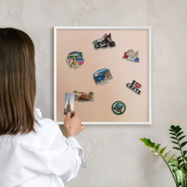 Tablero magnético de pared para imanes con marco blanco Beige suave