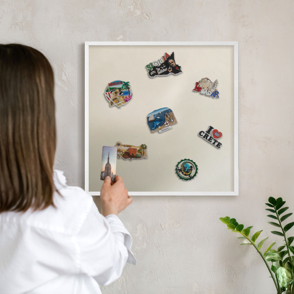 Tablero magnético metálico para souvenirs en color blanco Tono de niebla