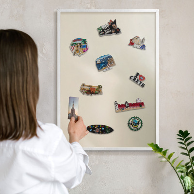 Tablero magnético metálico para souvenirs en color blanco Tono de niebla