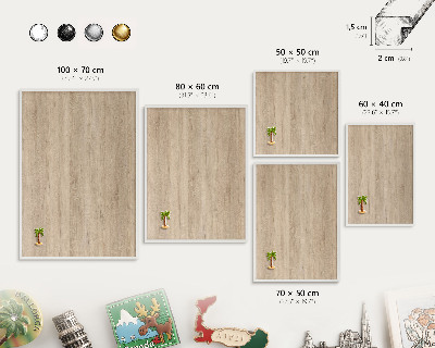 Tablero magnético de pared para imanes con marco blanco Fondo de madera