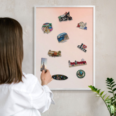 Tablero magnético de pared para imanes con marco blanco Encanto pastel