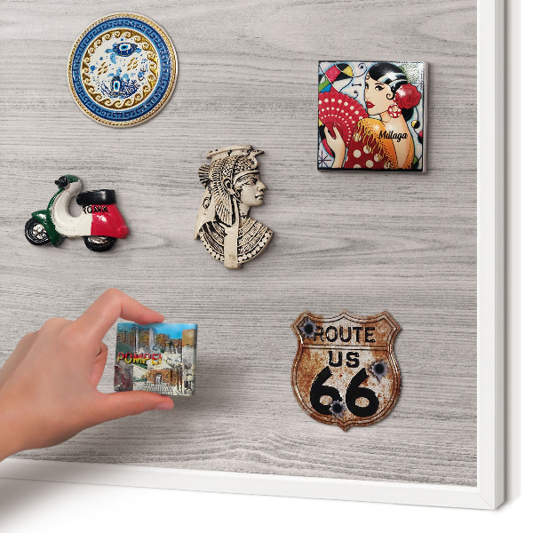 Tablero magnético de pared para imanes con marco blanco Textura de madera