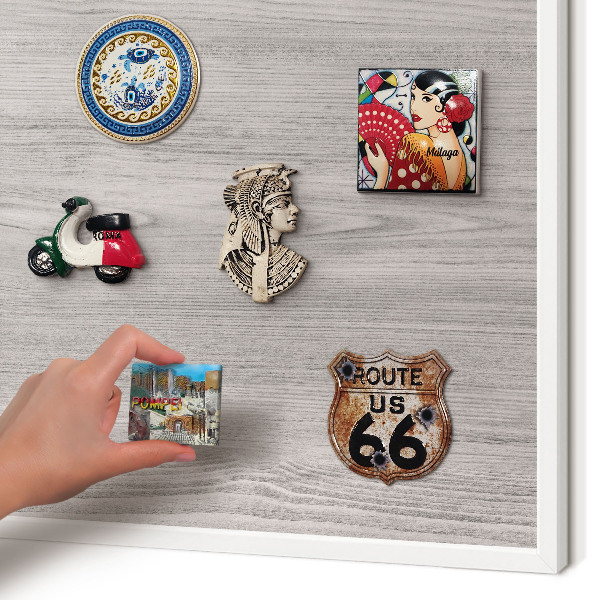 Tablero magnético de pared para imanes con marco blanco Textura de madera