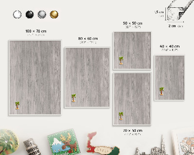 Tablero magnético de pared para imanes con marco blanco Textura de madera