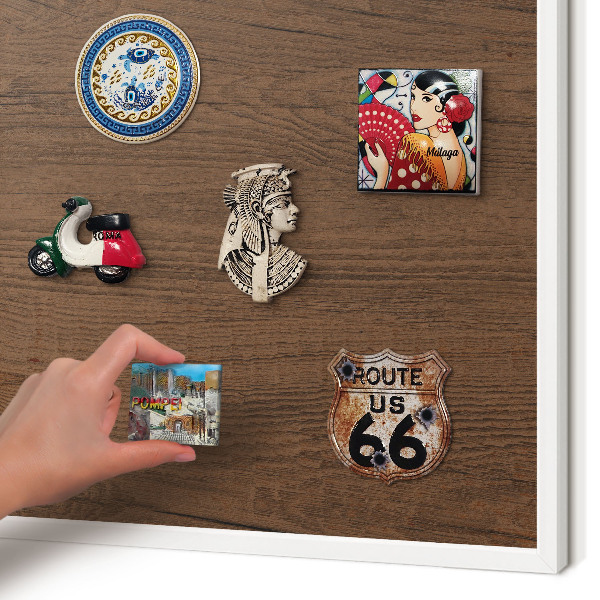 Tablero magnético metálico para souvenirs en color blanco Textura de madera