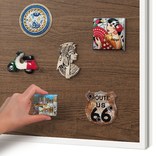 Tablero magnético metálico para souvenirs en color blanco Textura de madera