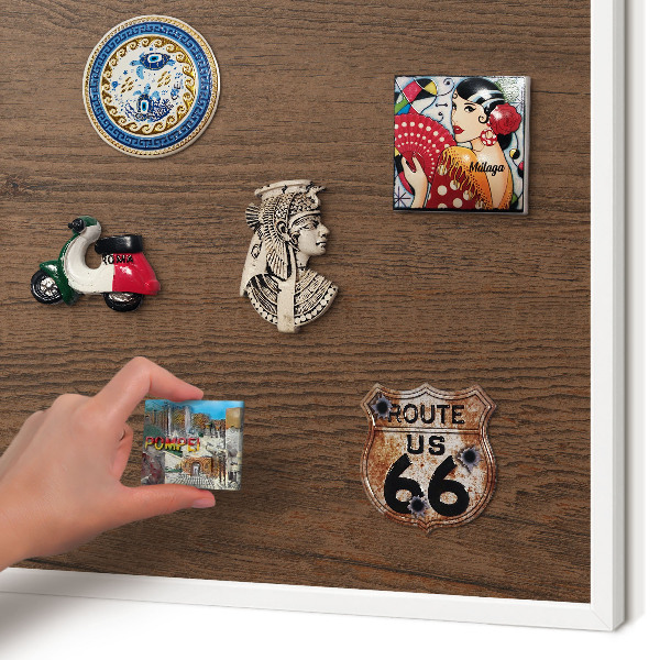 Tablero magnético metálico para souvenirs en color blanco Textura de madera
