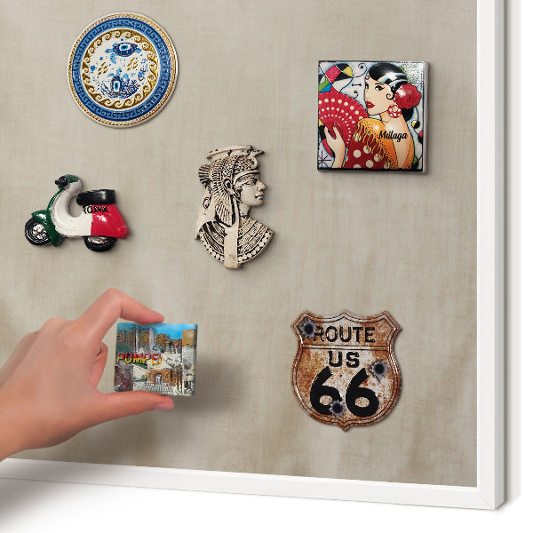Tablero magnético de pared para imanes con marco blanco Beige tranquilo