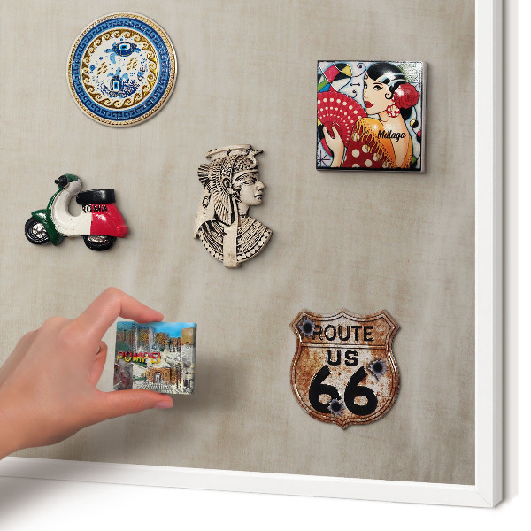 Tablero magnético de pared para imanes con marco blanco Beige tranquilo