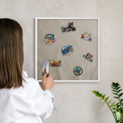 Tablero magnético de pared para imanes con marco blanco Beige tranquilo