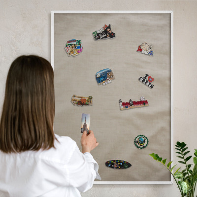 Tablero magnético de pared para imanes con marco blanco Beige tranquilo