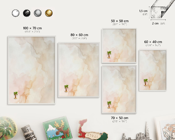 Tablero magnético de pared para imanes con marco blanco Paz en tonos pastel