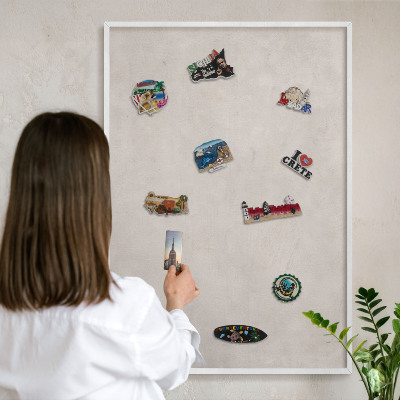 Tablero magnético metálico para souvenirs en color blanco Elegancia gris